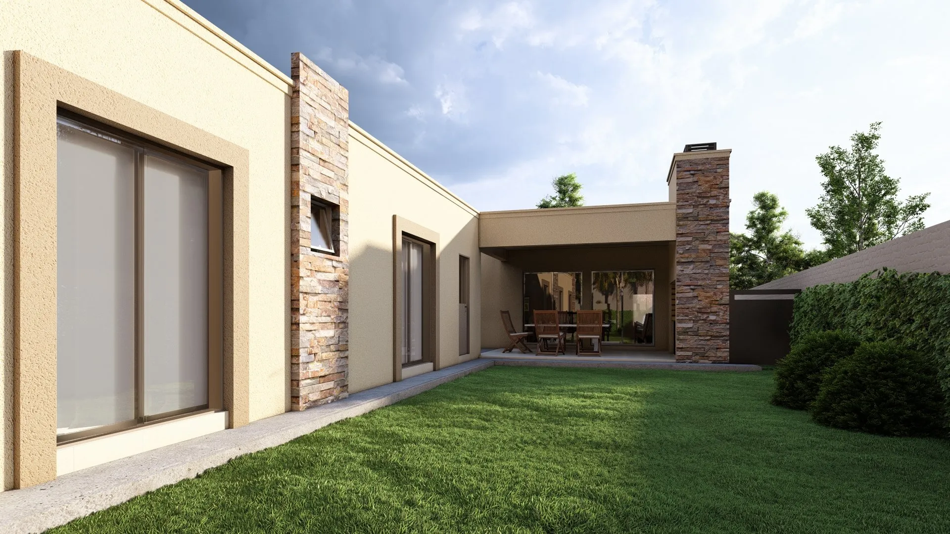 Casa MS: galería y jardín